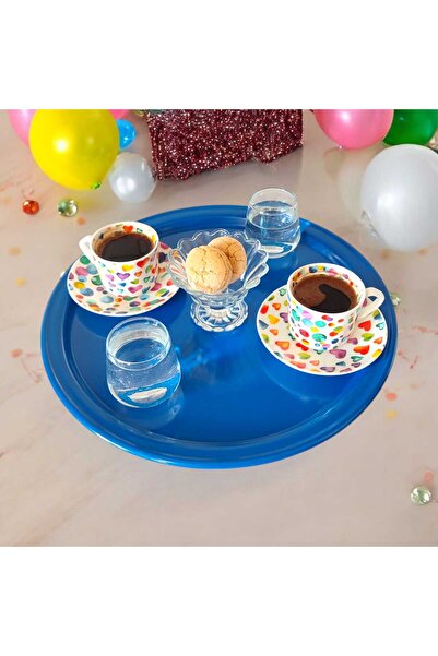 EceAksesuar Metal Sunum Tepsisi, Kahve Tepsisi, Çay Tepsisi, 30 Cm Yuvarlak Tepsi