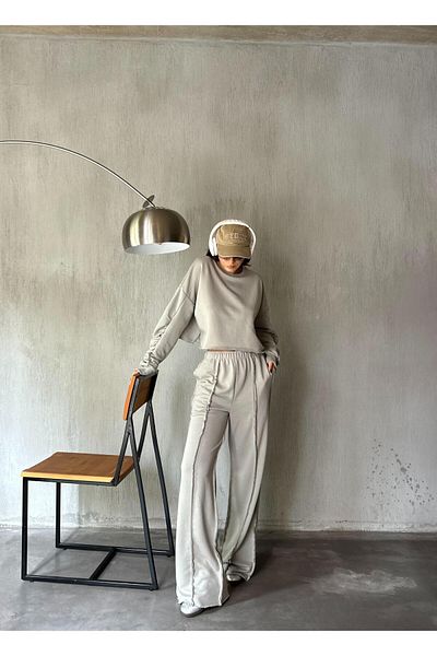 minaaise Sweatshirt and Filthy Stitching Loose Fit Non-Rated Tracksuit Bottom/Top Set