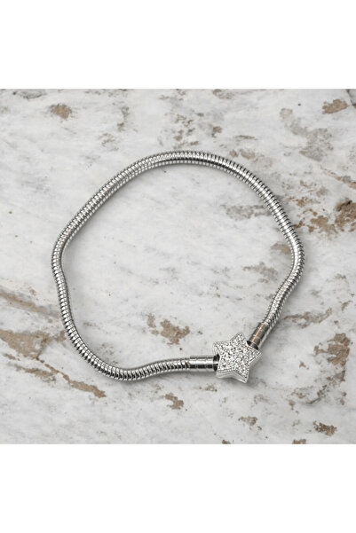 SAPHYRA Klipsli Yılan Zincir Pndr Charm Dayanıklı Paslanmaz Çelik Kadın Bilek...