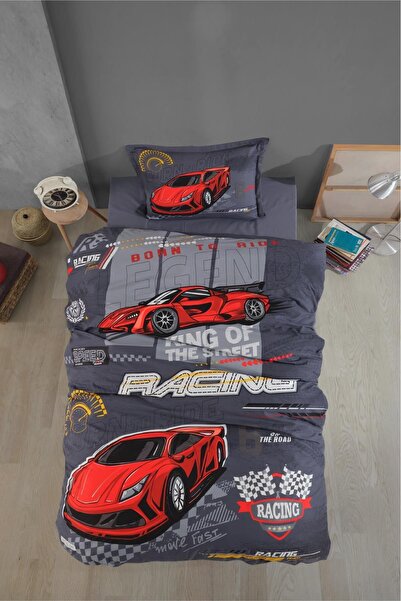 Clasy Γκρι Σετ Παπλωματοθήκης Ranforce για Μονό Κρεβάτι - Raing Team