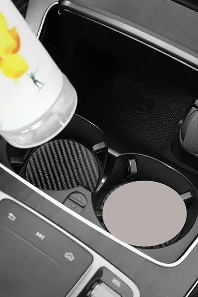 Arma House 2Pcs Black Leather Car Cup Pad - Universal Car Cup Pad with Non-Slip and Thermal Insulation