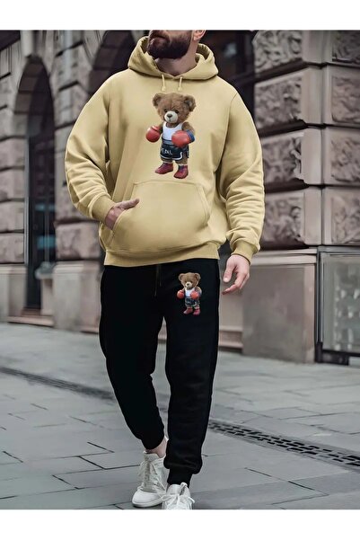 Gollinger Σετ ανδρική φόρμα μπόξερ με στάμπα αρκουδάκι - Σετ με κουκούλα και ...