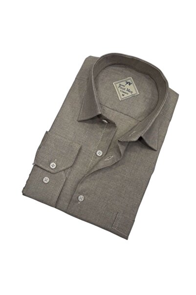 GÖMLEK GALERİSİ Klasik Rahat Kesim Düz Uzun Kollu Erkek Gömlek