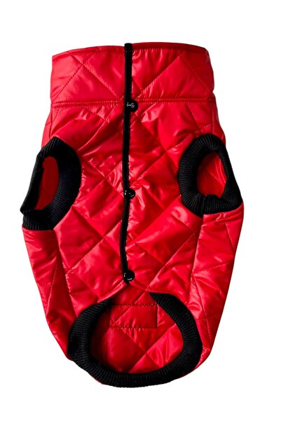 DOGİ&DOG Küçük Irk Kırmızı Anorak Puf Kedi Köpek Kıyafeti Yeleği (01-11kg)