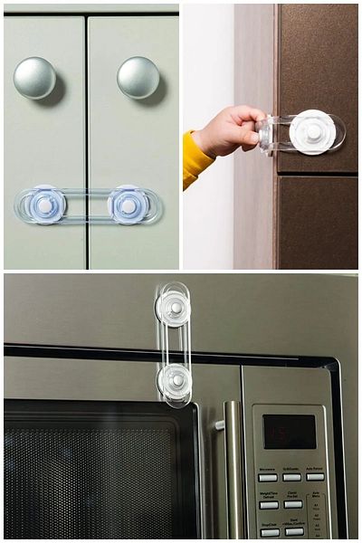 Ely Baby 2 Pcs Child Baby Safety Multipurpose Lock Cabinet Door Drawer White Goods Safety