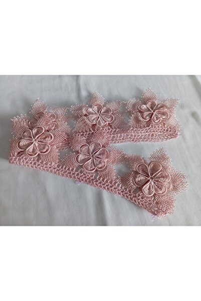 NUMİSTORE Iğne oyası pudra renk havlu kenarı