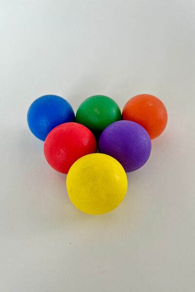 DORU Waldorf Montessori Eğitimi Ahşap Açık Uçlu Yuvarlak Renkli 6lı Top Seti ...