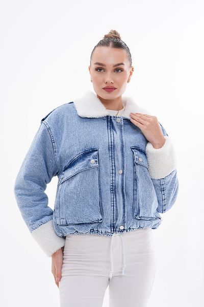 ŞİMAL Palton de damă din denim cu detalii de pluș 245315   -