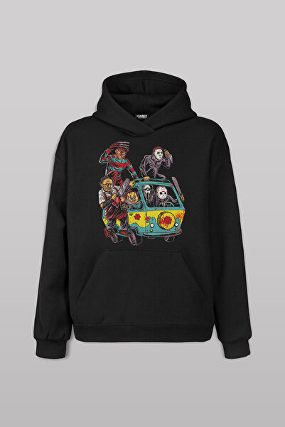 Kendim Seçtim Hanorac cu glugă unisex - Hanorac pentru Halloween, film de groază, imprimat în față, Chucky Freddy Witches