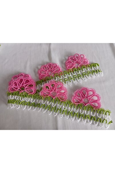 NUMİSTORE Mekik oyası pembe renk havlu kenarı