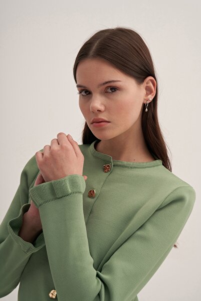 EBU Prive Green Long Knitwear Cardigan - Women's Premium Strelcilic Model