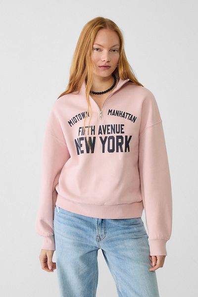 Stradivarius Embroidered zip-up sweatshirt