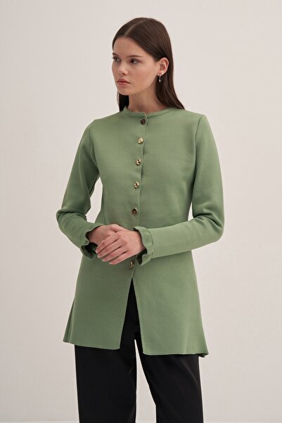 EBU Prive Green Long Knitwear Cardigan - Women's Premium Strelcilic Model