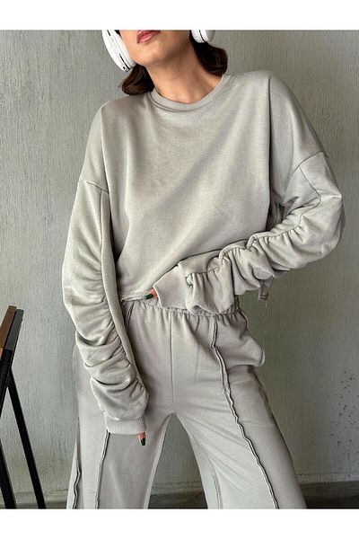 minaaise Sweatshirt and Filthy Stitching Loose Fit Non-Rated Tracksuit Bottom/Top Set