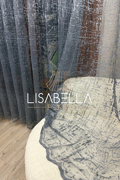 LisabellaHome Antrasit Gri Muazzam Tül Perde – Düz Dikiş Pilesiz