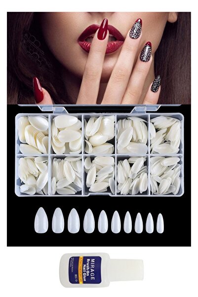 alaraycosmetics Stiletto Badem Model 500 Adet Naturel Tips +10 Ml Güçlü Tips ...