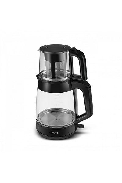 Karaca Glass Tea XL 2 in 1 Glas-Teemaschine Shiny Black