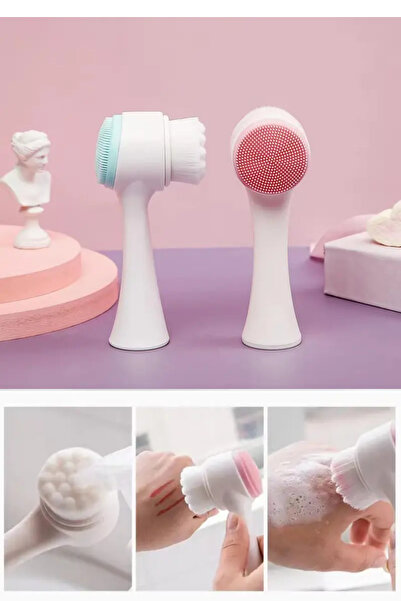 Nactumu فرشاة تنظيف وتدليك البشرة الملونة مزدوجة الوظائف - تقشير وتنظيف المسام