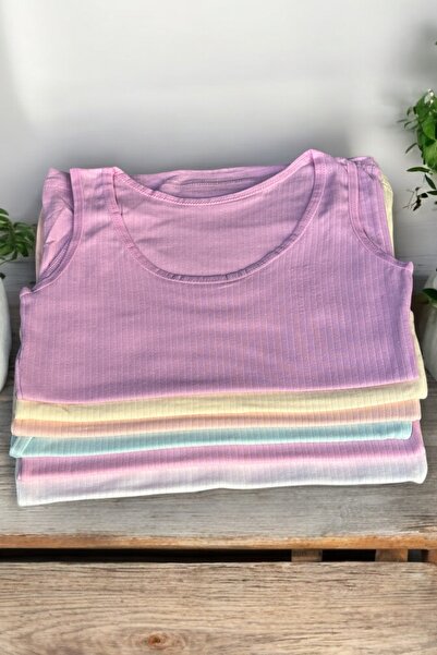 Katmirra 6'lı Pastel Renk Kalın Askılı Kız Çocuk Fitilli Atlet - Dondeza & Tutku Satış Mağazası