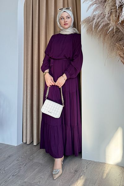 InStyle Sukienka Belmando w kolorze fioletowym z paskiem