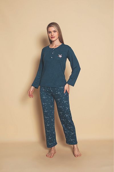 wear treasure Set de pijamale sezonier din bambus cu mâneci lungi, cu nasturi, pentru femei