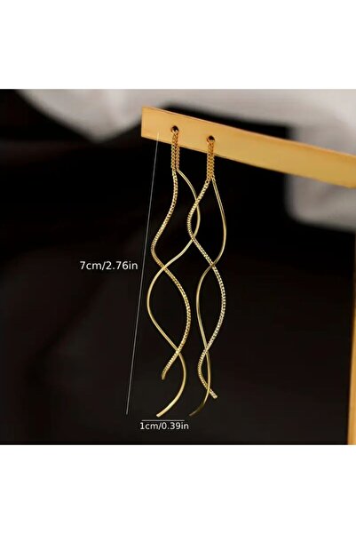 WasWink Altın Rengi Şık Tasarım Sallantılı Küpe