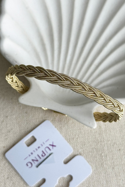 MODA Caprea Xuping 14 K 19 cm Örgü  Bileklik Kadın Altın Renkli Karamaz Bileklik