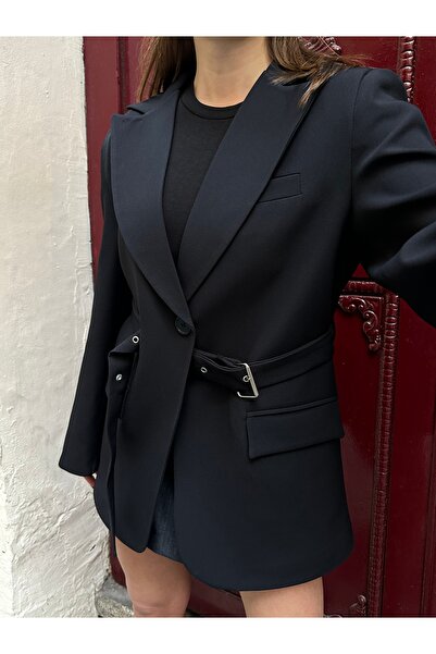 VESS MODA Kadın Yeni Sezon Kemer Detaylı Blazer Ceket