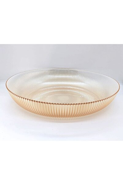 EveFix PARİS CAM SALATA KASESİ MEYVE SUNUM TABAĞI DEKORATİF GOLD RENK