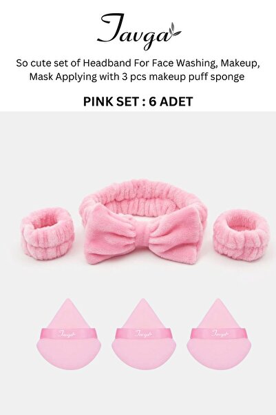 TAVGA 6'lı Cotton Travel Saç ve Bilek Bandı ve Puff Makyaj Süngeri Seti
