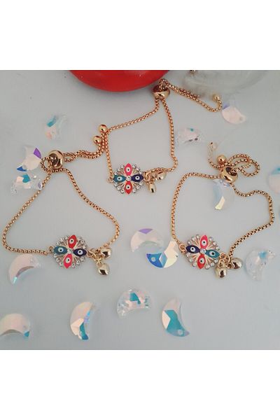 Minnoş Dükkan Evil Eye Beaded Chain Bracelet
