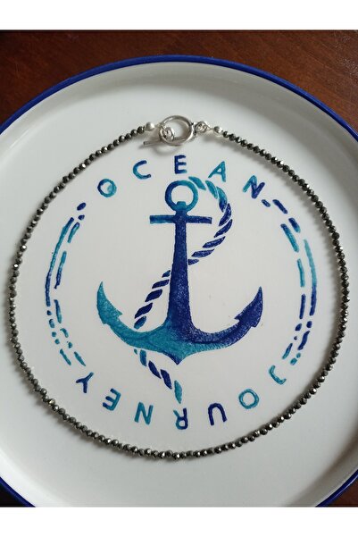 Mudita Tasarım 3 mm faset kesim gerçek doğal pirit taşı kolye