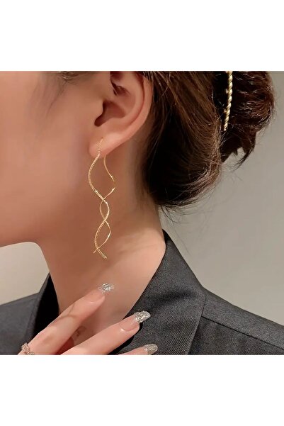 WasWink Altın Rengi Şık Tasarım Sallantılı Küpe