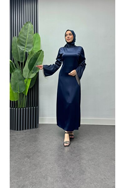 moda zeynaa Kol Ucu Zincir Detaylı Tesettür Abiye