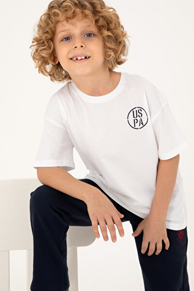 U.S. Polo Assn. Erkek Çocuk Beyaz Oversize Bisiklet Yaka Tişört 50298981-VR013