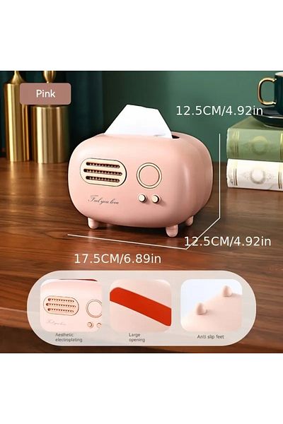 GlassySKY Radio Appearance Tissue Dispenser Box Table Decoration for Office Home Kitchen Bathroom