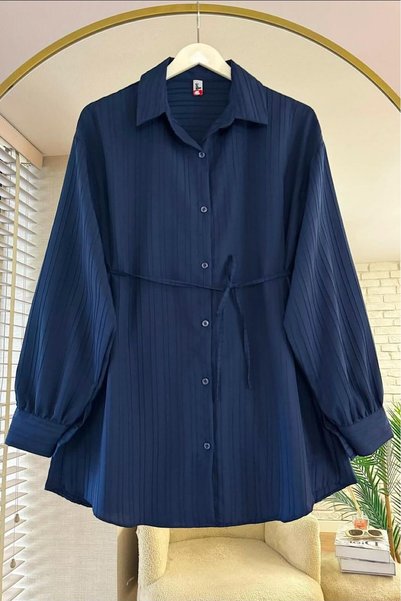 HİFADEN Women's Shoulder Pleat Detailed Balloon Sleeve Monaco Hijab Shirt Mannequin Height:1.67 Kg:62