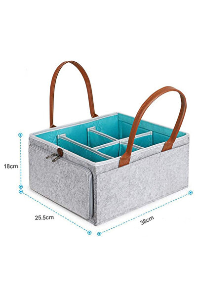 Primo Plus Baby diaper storage bag with zippered lid and leather handle