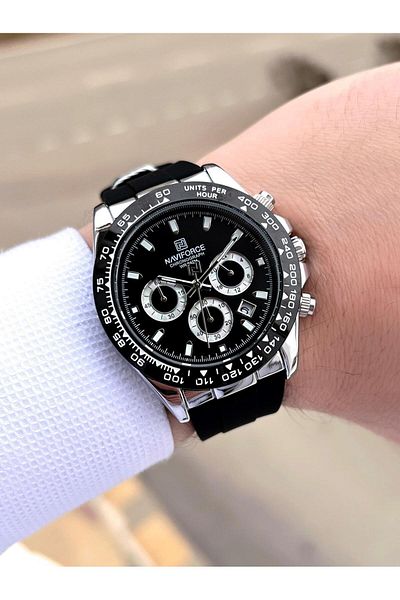 Naviforce Silicone Lanyard Inner Functions Active 3 Atm Water Resistant Men Wrist Watch E.N8054.Sg