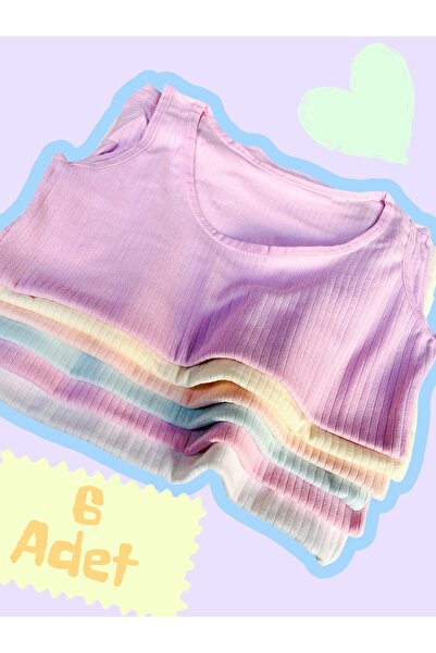 Katmirra Pachet de 6 maiouri pentru fete cu bretele groase de culoare pastel ...