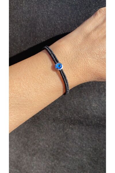 Bensei Takı Dükkanı Bensei Sevgili Bilekliği , 2'li Set, Rodyum Kaplama Nazar Boncuklu Tezgah Dokuma Çift Bileklik