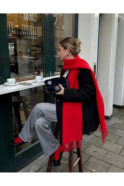 BAHELS Imported Puffy Red Scarf Shawl Shoulder Shawl
