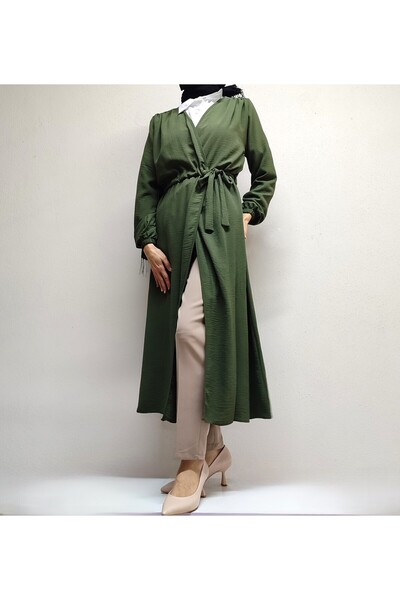 star fairy Kimono Aerobin Kumaş Yandan Bağlamalı Büzgülü Yeşil Siyah Bordo