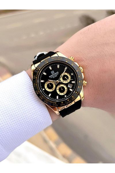 Naviforce Silicone Lanyard Inner Functions Active 3 Atm Water Resistant Men Wrist Watch E.N8054.Ss