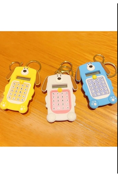 gaman 1 adet Sevimli Köpek Figürlü Mini Hesap Makinesi, Çocuk İçin Arkası Labirent Oyunlu Anahtarlık