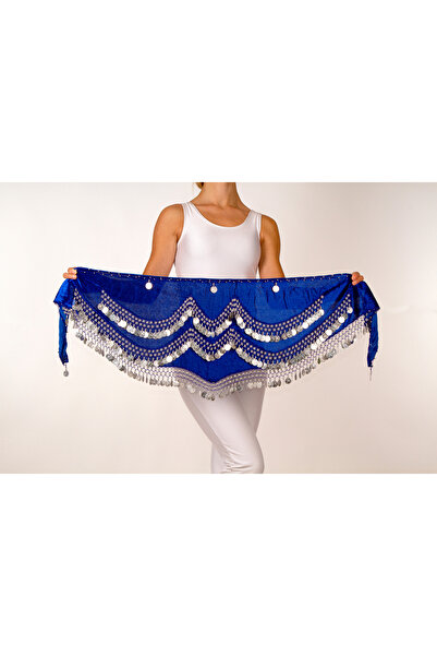 Armelit Şakira Kemeri Kına Roman Üçgen Mavi Gümüş Oryantal Kemer