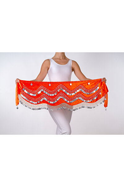 Armelit Şakira Kemeri Kına Roman Dalgalı Turuncu Gümüş Oryantal Shakira Kemer