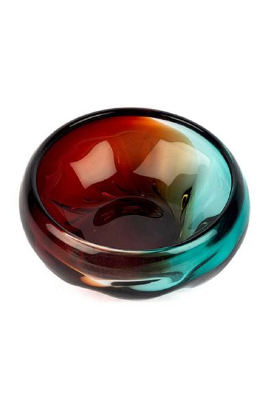 Mikasa Moor Red Turquoise Glass Decorative Bowl 30X14 cm