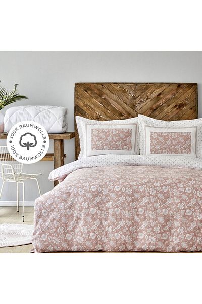 Karaca Home Celerina Rosa 100% Baumwolle Double Fitted Bettbezug Set