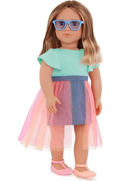 Our Generation Lisa Doll With Denim And Tulle Skirt Outfit